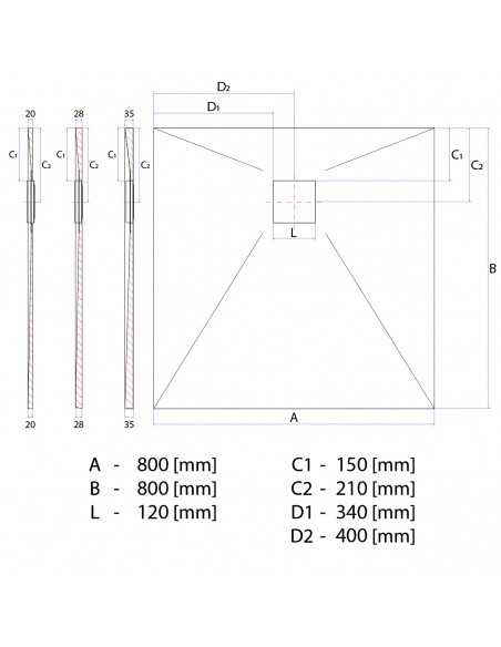 Duschelement - 80 - X - 80 - Cm - 4 - Seitiges - Gefaelle - Mit - Punktablauf - Wiper - Showerlay - Dots - Wp - Premium - ...
