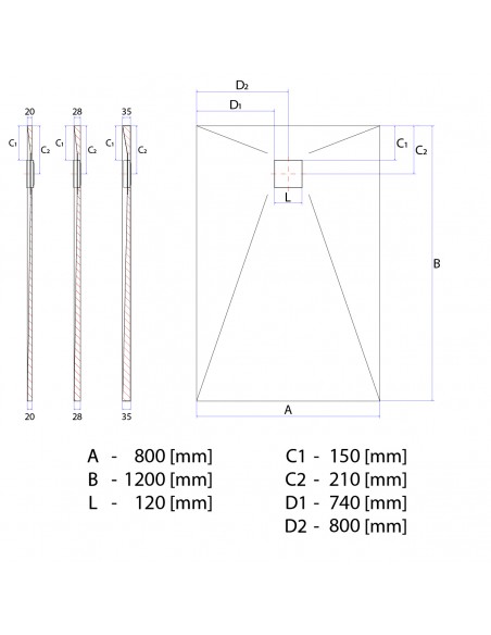 Duschelement - 80 - X - 120 - Cm - 4 - Seitiges - Gefaelle - Mit - Punktablauf - Wiper - Showerlay - Dots - Wp - Premium -...