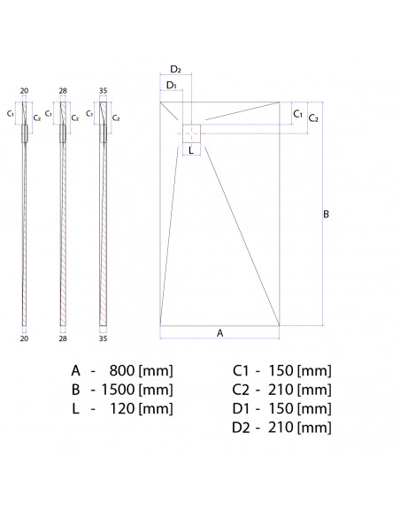 Duschelement - 80 - X - 150 - Cm - 4 - Seitiges - Gefaelle - Mit - Punktablauf - Wiper - Showerlay - Dots - Wp - Premium -...