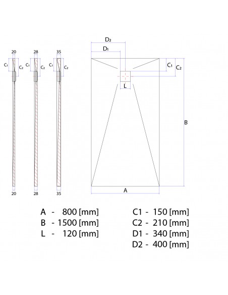 Duschelement - 80 - X - 150 - Cm - 4 - Seitiges - Gefaelle - Mit - Punktablauf - Wiper - Showerlay - Dots - Wp - Premium -...