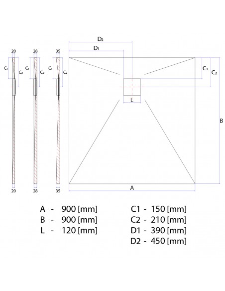 Duschelement - 90 - X - 90 - Cm - 4 - Seitiges - Gefaelle - Mit - Punktablauf - Wiper - Showerlay - Dots - Wp - Premium - ...