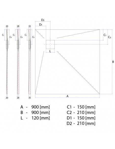 Duschelement - 90 - X - 90 - Cm - 4 - Seitiges - Gefaelle - Mit - Punktablauf - Wiper - Showerlay - Dots - Wp - Premium - ...