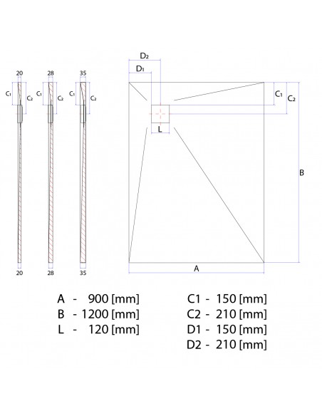 Duschelement - 90 - X - 120 - Cm - 4 - Seitiges - Gefaelle - Mit - Punktablauf - Wiper - Showerlay - Dots - Wp - Premium -...