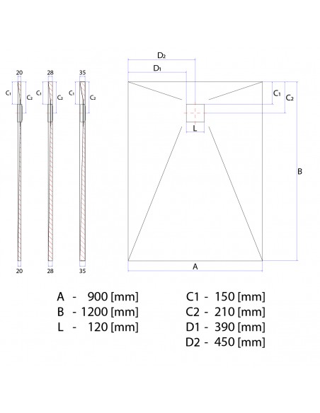Duschelement - 90 - X - 120 - Cm - 4 - Seitiges - Gefaelle - Mit - Punktablauf - Wiper - Showerlay - Dots - Wp - Premium -...
