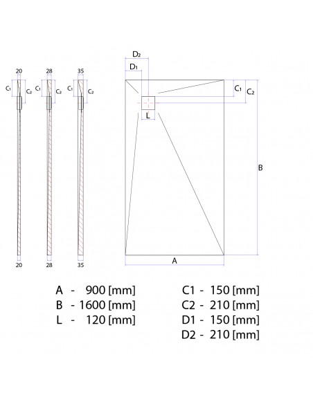 Duschelement - 90 - X - 160 - Cm - 4 - Seitiges - Gefaelle - Mit - Punktablauf - Wiper - Showerlay - Dots - Wp - Premium -...