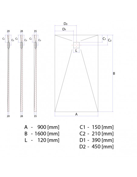 Duschelement - 90 - X - 160 - Cm - 4 - Seitiges - Gefaelle - Mit - Punktablauf - Wiper - Showerlay - Dots - Wp - Premium -...