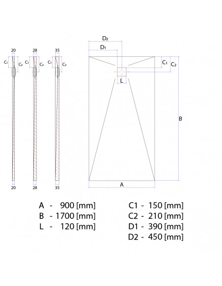 Duschelement - 90 - X - 170 - Cm - 4 - Seitiges - Gefaelle - Mit - Punktablauf - Wiper - Showerlay - Dots - Wp - Premium -...