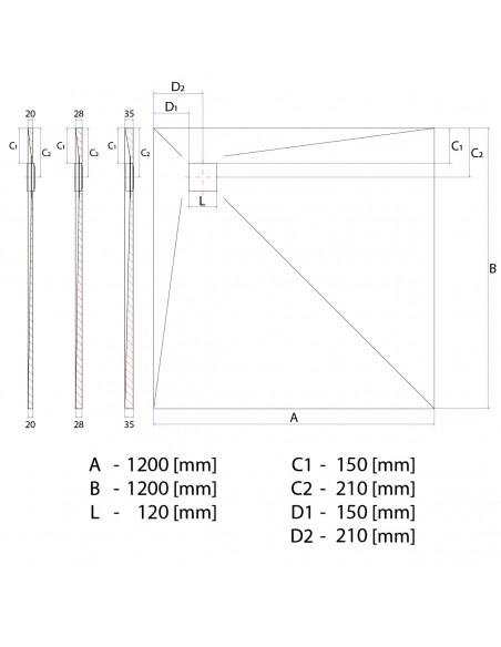Duschelement - 120 - X - 120 - Cm - 4 - Seitiges - Gefaelle - Mit - Punktablauf - Wiper - Showerlay - Dots - Wp - Premium....