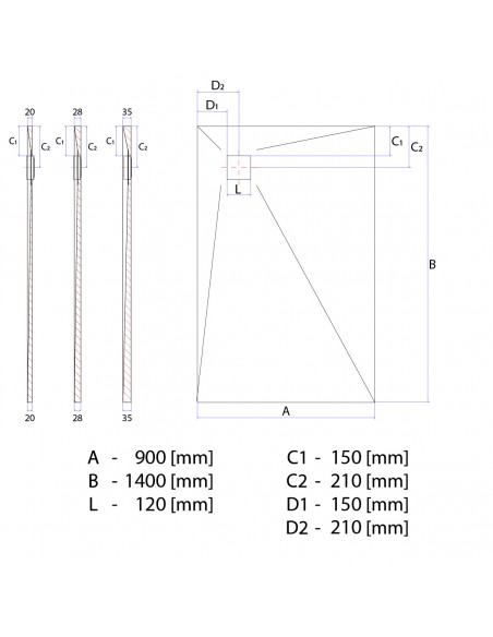 Duschelement - 90 - X - 140 - Cm - 4 - Seitiges - Gefaelle - Mit - Punktablauf - Wiper - Showerlay - Dots - Wp - Premium -...