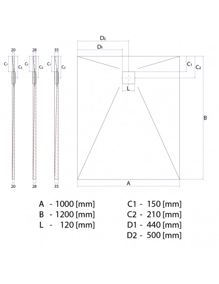 Duschelement - 100 - X - 120 - Cm - 4 - Seitiges - Gefaelle - Mit - Punktablauf - Wiper - Showerlay - Dots - Wp - Premium....