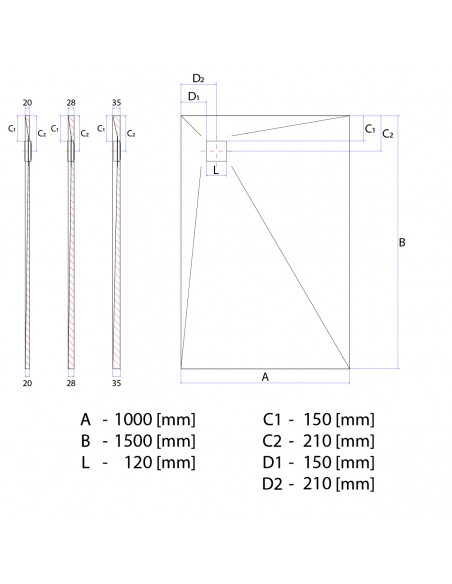 Duschelement - 100 - X - 150 - Cm - 4 - Seitiges - Gefaelle - Mit - Punktablauf - Wiper - Showerlay - Dots - Wp - Premium....