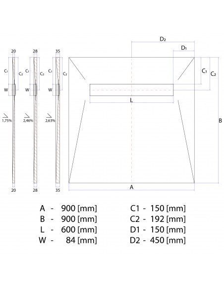 Komplett - Set: Linearer Ablauf Mit Designrost "Zonda" Und Siphon