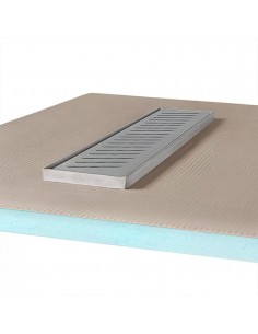 Komplett - Set: Linearer Ablauf Mit Sekundärentwässerung Und Designrost Ponente Silver ([surface]), Inklusive Siphon