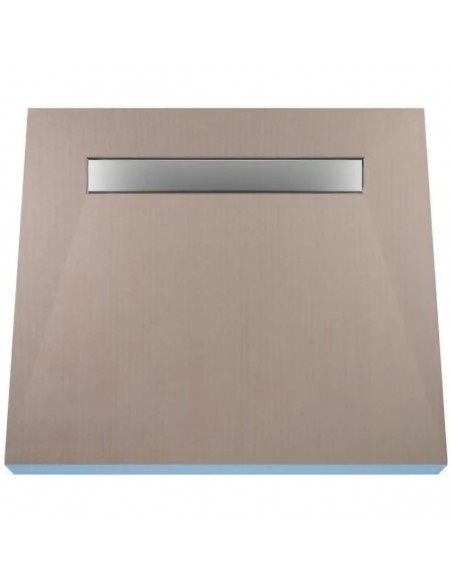 Modernes Duschkonzept Mit Hellem Mikrozementboden, Kombiniert Einer Badeinrichtung In Schwarz - Solide Seite