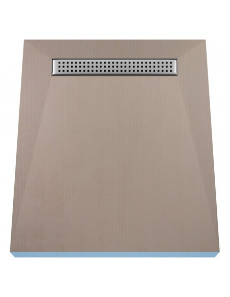 Komplett - Set: Linearer Ablauf Mit Sekundärentwässerung Und Designrost Ponente Silver ([surface]), Inklusive Siphon