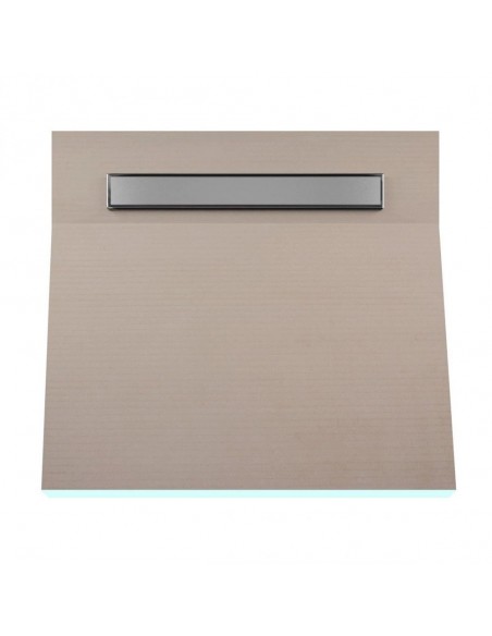 Dunkles Bad Auf Mikrozementboden Mit Freistehender Wanne Und Offenem Dusche, Abgegrenzt Mit Einer Glaswand