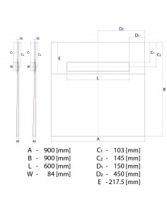 Komplett - Set: Linearer Ablauf Mit Sekundärentwässerung Und Designrost Sirocco Silver ([surface]), Inklusive Siphon