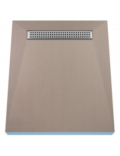 Komplett - Set: Linearer Ablauf Für Vinylbodenbelag Mit Siphon Und Designrost Sirocco Brass