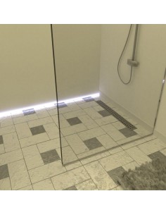 Komplett - Set: Linearer Ablauf Mit Sekundärentwässerung Und Designrost Sirocco Silver ([surface]), Inklusive Siphon 2