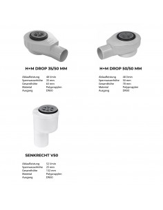 Komplett - Set: Linearer Ablauf Mit Sekundärentwässerung Und Designrost Mistral Silver ([surface]), Inklusive Siphon 2