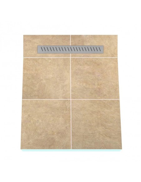 Anwendungsbeispiel: Schmaler Gemütlicher Duschbereich Mit Hellen Großformatigen Fliesen