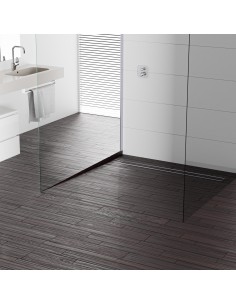 Komplett - Set: Linearer Ablauf Mit Sekundärentwässerung Und Designrost Mistral Silver ([surface]), Inklusive Siphon