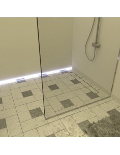 Komplett - Set: Linearer Ablauf Für Vinylbodenbelag Mit Siphon Und Designrost Reversible Silver 2