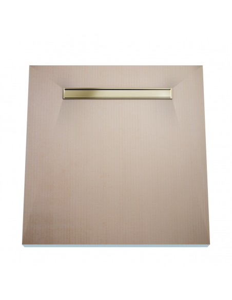 Offene Walk - In Dusche, Umgeben Von Hellem Mikrozementboden Und - Wänden, Kombiniert Mit Armaturen In Silber