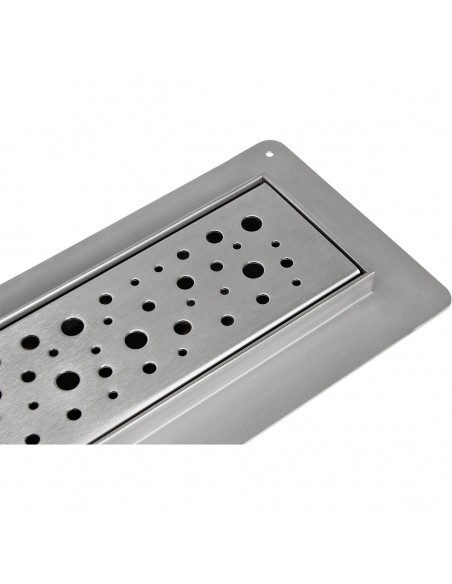 Komplett - Set: Linearer Ablauf Mit Sekundärentwässerung Und Designrost Pure Black ([surface]), Inklusive Siphon