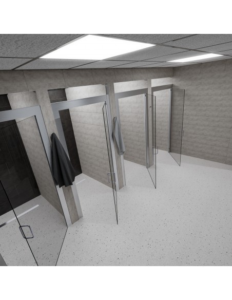 Offene Walk - In Dusche, Umgeben Von Hellem Mikrozementboden Und - Wänden, Kombiniert Mit Armaturen In Messing - Optik