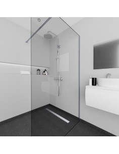 Komplett - Set: Linearer Ablauf Für Vinylbodenbelag Mit Siphon Und Designrost Zonda Brass 2