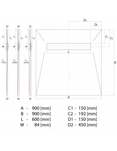Komplett - Set: Befliesbares Duschelement Mit 4 - Seitigem Gefälle, Designrost "Sirocco" Und Siphon