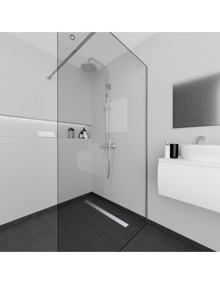 Anwendungsbeispiel: Offenes Bad Zum Schlafzimmer Mit Warmen Farben Mit Einer Regendusche Und Modernen Glaswand