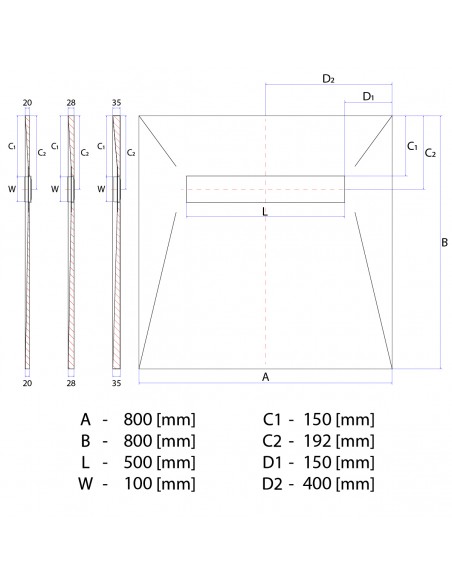 Komplett - Set: Duschelement Für Vinylboden Mit 4 - Seitigem Gefälle, Designrost "Mistral" Und Siphon