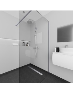 Komplett - Set: Linearer Ablauf Mit Sekundärentwässerung Und Designrost Ponente Black ([surface]), Inklusive Siphon 2