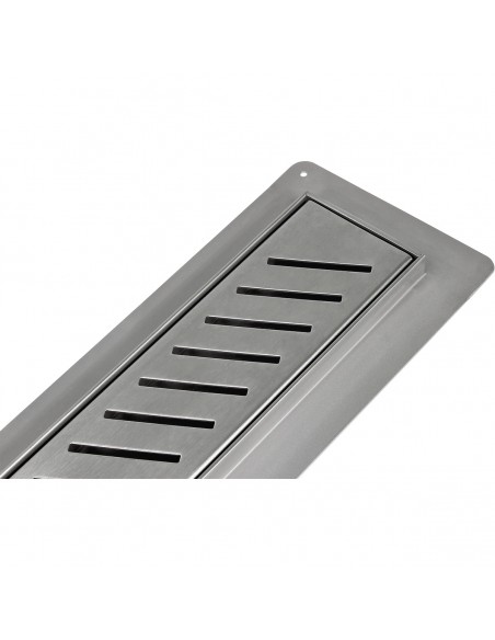 Komplett - Set: Linearer Ablauf Mit Sekundärentwässerung Und Designrost Ponente Black ([surface]), Inklusive Siphon