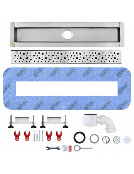 Ansicht Einer Verlegten Nassraumwanne Aus Blauem Vinylboden Mit Voute, Einschließlich [Abdeckung] Abdeckung