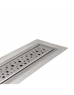 Komplett - Set: Linearer Ablauf Für Vinylbodenbelag Mit Siphon Und Designrost Pure Brass