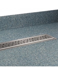 Komplett - Set: Linearer Ablauf Mit Sekundärentwässerung Und Designrost Ponente Brass ([surface]), Inklusive Siphon