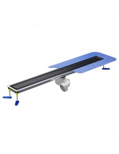 Komplett - Set: Linearer Ablauf Für Vinylbodenbelag Mit Siphon Und Designrost Sirocco Gold 2