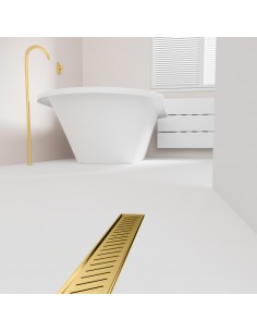 Komplett - Set: Linearer Ablauf Für Vinylbodenbelag Mit Siphon Und Designrost Pure Black 2