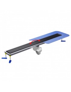 Komplett - Set: Linearer Ablauf Für Vinylbodenbelag Mit Siphon Und Designrost Pure Brass