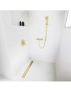 Komplett - Set: Duschelement Für Vinylboden Mit 4 - Seitigem Gefälle, Designrost "Sirocco" Und Siphon