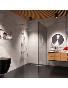 Komplett - Set: Linearer Ablauf Für Vinylbodenbelag Mit Siphon Und Designrost Sirocco Gold 2