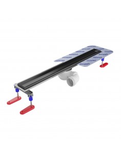 Komplett - Set: Linearer Ablauf Mit Sekundärentwässerung Und Designrost Mistral Gold ([surface]), Inklusive Siphon