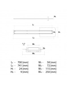 Komplett - Set: Linearer Ablauf Mit Sekundärentwässerung Und Designrost Zonda Black ([surface]), Inklusive Siphon