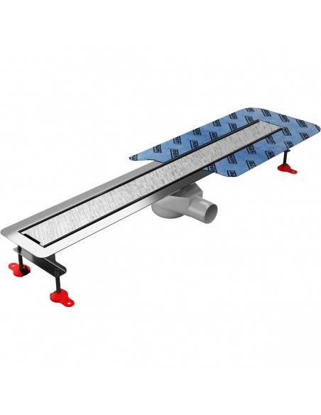 Offenes Bad Mit Badewanne Und Integrierter Duschrinne In Schwarz In Hellem Mikrozementboden