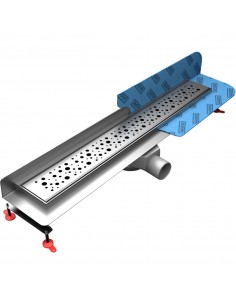 Komplett - Set: Linearer Ablauf Für Vinylbodenbelag Mit Siphon Und Designrost Sirocco Gold 2