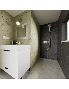 Komplett - Set: Linearer Ablauf Für Vinylbodenbelag Mit Siphon Und Designrost Pure Black 2