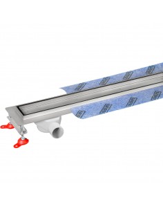 Komplett - Set: Linearer Ablauf Mit Sekundärentwässerung Und Designrost Sirocco Black ([surface]), Inklusive Siphon 2
